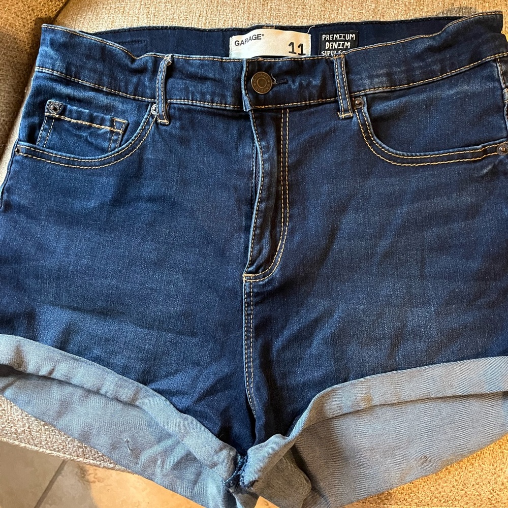 Garage Blue Jean Shorts High-Waisted Cuffed